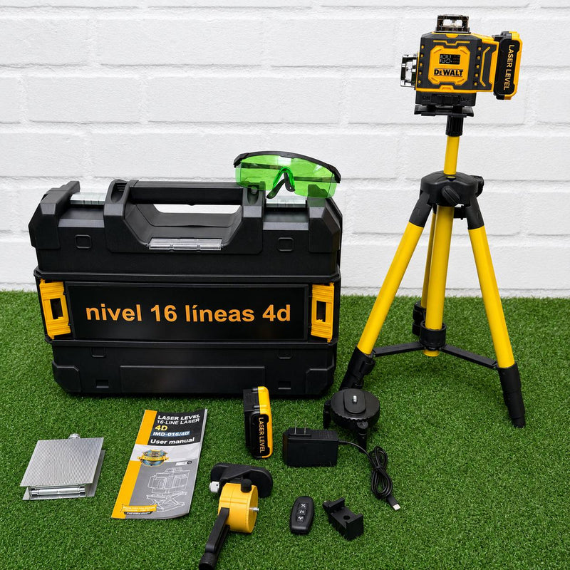 Nivel Láser DeWALT 16 Líneas Verdes 4x360° – Autonivelante con Trípode y Maletín foto 5