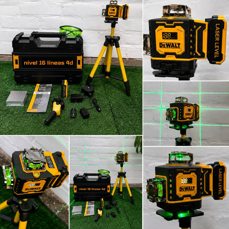 Nivel Láser DeWALT 16 Líneas Verdes 4x360° – Autonivelante con Trípode y Maletín foto 3