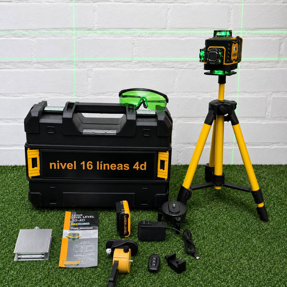 Nivel Láser DeWALT 16 Líneas Verdes 4x360° – Autonivelante con Trípode y Maletín - 8