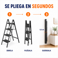 Escalera Plegable 4 Peldaños en Aluminio · Soporta 150kg · Antideslizante y Compacta · Garantía 1 año miniatura 9