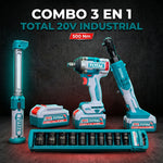 Combo Inalámbrico 3 en 1 TOTAL 20V Industrial — Impacto 500Nm + Ratchet + Lámpara miniatura 1