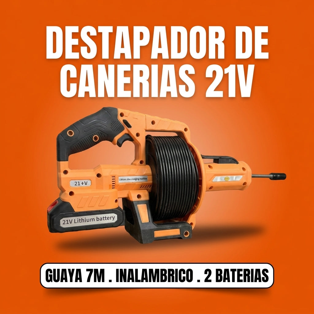 Destapador de Cañerías Inalámbrico 21V Stone Tools - Guaya 7m + 2 Baterías - 1