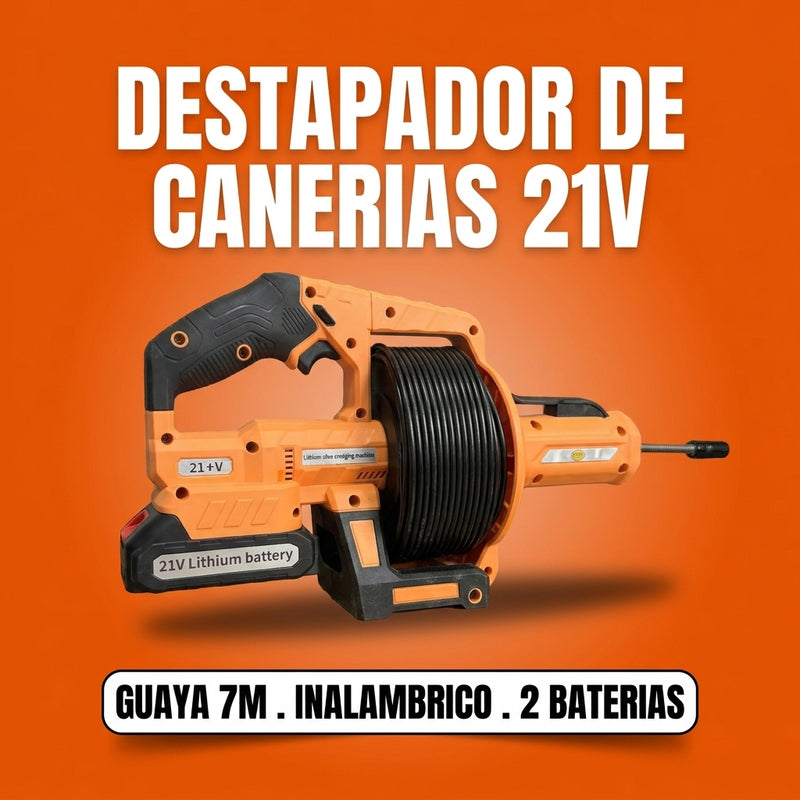 Destapador de Cañerías Inalámbrico 21V Stone Tools - Guaya 7m + 2 Baterías foto 1