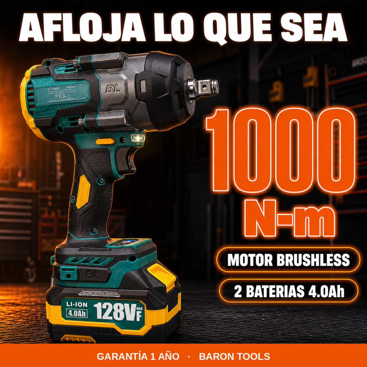 Llave de Impacto Inalámbrica Stone Tools 1000 N·m 1/2" Brushless — 2 Baterías 4.0Ah