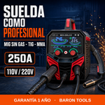 Soldadora Inversora TEKTOOL MIG-250 LCD 250A — MIG sin gas · TIG · MMA miniatura 1