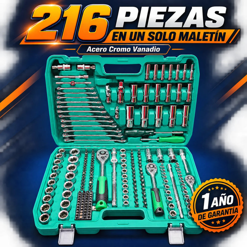 Set de Herramientas PROTOOL 216 Piezas Cr-V — Maletín Organizador | 1 Año de Garantía foto 2