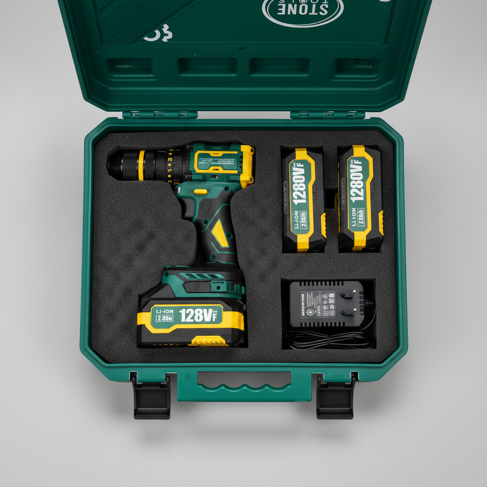 Taladro Inalámbrico Percutor Stone Tools 128V — Mandril 1/2" con 2 Baterías - 5
