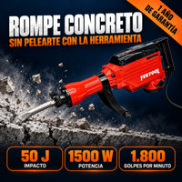 Demoledor Cango TEKTOOL TK-6504 Rojo | 50 Joules | 1500 W | Maletín y 2 Cinceles | 1 Año de Garantía miniatura 1