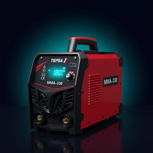 Soldador TEPSA MMA-330 con pantalla digital 180A - portada cinematográfica