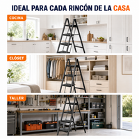 Escalera Plegable 4 Peldaños en Aluminio · Soporta 150kg · Antideslizante y Compacta · Garantía 1 año miniatura 5